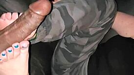 busty wife alegra uses mouth feet pussy on bbc