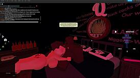 Blonde bitch endures rough deepthroat and monster cock fucking in roblox studio