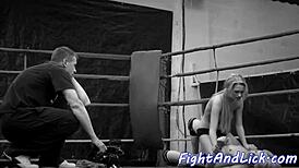 bigtitted eurobabe wrestles lesbian beauty with licking and fingering