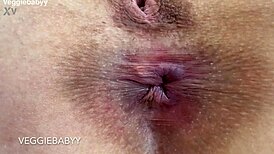 Close up asshole spreading winking rubbing with spit.