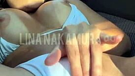 asian blogger caught by guard, bangs stranger raw in public parking