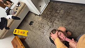 Caught Masturbating in Public Shower During Blowjob