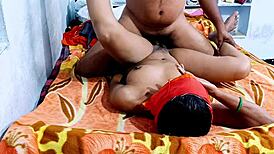 Indian couple fucks intensely in bedroom homemade