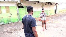 Big-dicked head boy fucks short classmate at principal's window