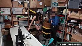 hot girl shoplifter in lingerie fucked by guard at office eden sin