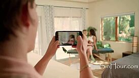 Perfect ebony tits and tiny wild girl save the couch humper