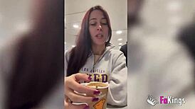 Petite woman squeezes 10-inch cock hard, sofia sweet secrett nymphomaniac in public bath. Natural tits flashing monster cock deepthroat.