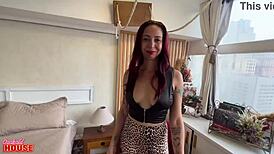 naughty housewife cheats on cuckold husband while he works, so hot