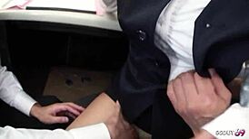 Hot Damn! Asian Office Girl Squirts Hard with Toys in Ass During 3Some!