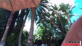 busty cougar shay sights surprises alex with her warm holes by the pool