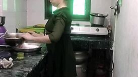 my desi wife gets rough in kitchen while cooking