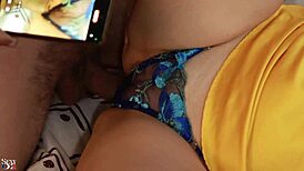 French amateur in satin lingerie gets licked deep