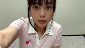 Brunette asian amateur masturbates after tennis club sweat!