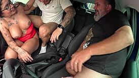 Novinha with big ass and tits takes two in car bareback. Juicy wet pussy beautiful teen.