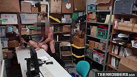 hot girl shoplifter in lingerie fucked by guard at office eden sin