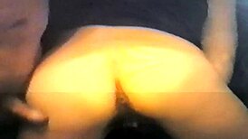 Four fingers and a bottle in homemade hairy fingering scene