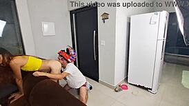 Housewife Receives Biker in Towel at Home