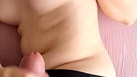 my stepsister gave me a great handjob leading to huge cum on tits pov