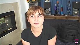 Wow, this brunette hottie is deep throating and riding reverse cowgirl so wildly!