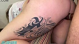 Obedient husband cleans house then rides her wet pussy.