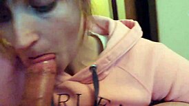 Amateur wife gives blowjob then gets creampie