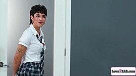 dominant student spanks two busty teachers