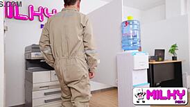 Do employees fuck the milf secretary with huge tits?