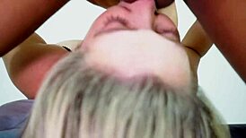 White Blonde Chick's Mouth Fucked Deepthroat By Brazilian Cock, Facial Cumshot