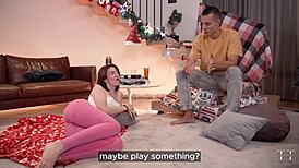 This Christmas Truth Or Dare Turned Into Passionate Sloppy Blowjob Contest With Kissing And Cum