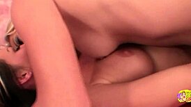 Sensual kissing and licking made blonde lesbians orgasm with small tits. Then they got desperate for dildo fingering and wet pussy toys.