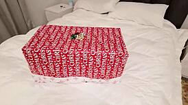 Stepmom Opens Stepsons Christmas Present Sex Doll and Tries It Out He Catches Her Double Penetration Anal Creampie