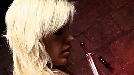 Paige Ashley picks a black strapon to fuck lesbian Scarlett March with face sitting masturbation sex toys MILF fingering lingerie long hair wet pussy