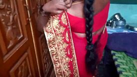 Hey, check out this Desi beauty housewife changing her sari at home 😊