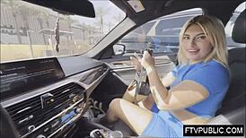 Horny Blonde Masturbates Nude in Mall Public Flashing