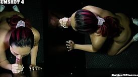 Gloryhole Girl Swallows Eight Cumshots with Tongue and Face Coverage