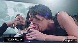 Latex-clad submissive Chanel Camryn intensely yearns for public domination with muff diving and rimjob