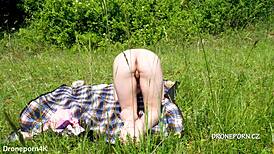 young czech redhead shows nice ass on beach nudist hidden cam