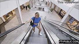 Horny Blonde Masturbates Nude in Mall Public Flashing