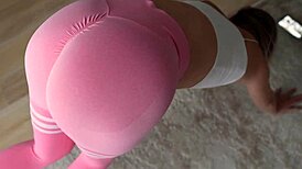 stepsister in leggings persuaded for sex during yoga