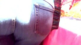 Bold milf struts her big ass in tight jeans on the street