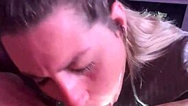 Blonde Amateur Slut Gives Deepthroat Blowjob To Black Lover With Natural Tits And Cum Finish