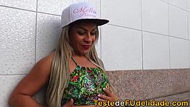 Blonde European with big ass fucks friend, but can she handle his blowjob skills?