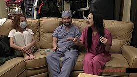 bratty asian cheerleader blaire celeste gets physical with shaved pussy and gloves