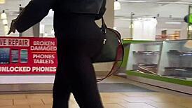 Yoga pants season with candid hidden big ass and leggings focus.