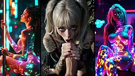 Beautiful pregnant woman dancing and getting oiled massage compilation