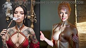 Beautiful pregnant woman dancing and getting oiled massage compilation