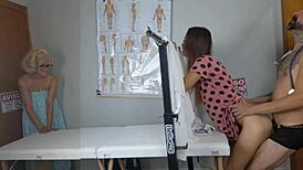 Two Naughty Women Visit Gynecologist for Pussy Play