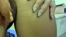 Morena rabuda gagging on cock in amateur blowjob and handjob session with spitting and ball licking.