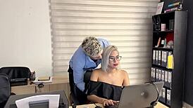 Hot Secretary Fucks Co-Worker And Cums On Glasses 😍