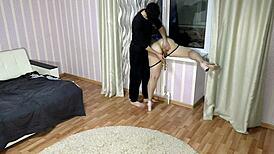 Mature milf gets assfucked and anal fucked at home on windowsill